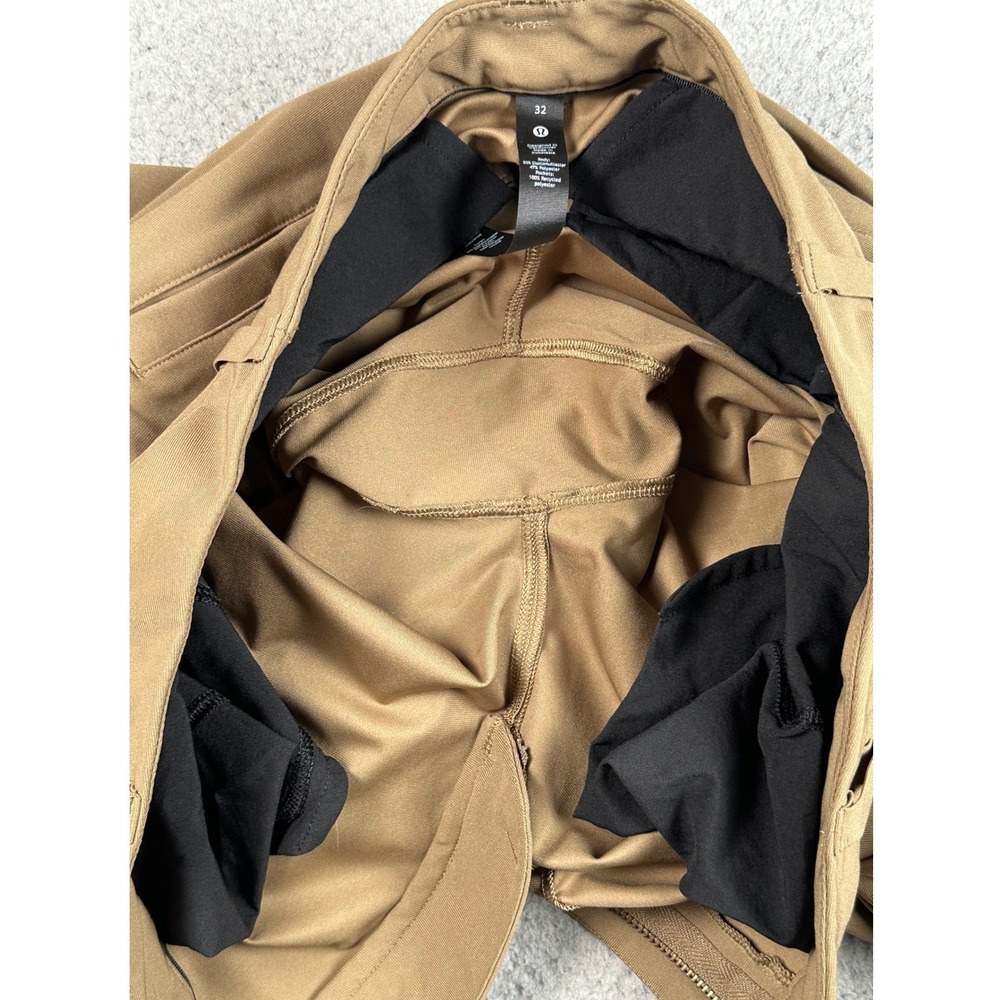 Lululemon Commission Slim Pant Mens 32x33 Brown Warpstreme Chino ABC Golf Travel - Picture 14 of 16